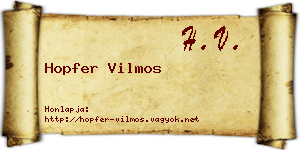 Hopfer Vilmos névjegykártya